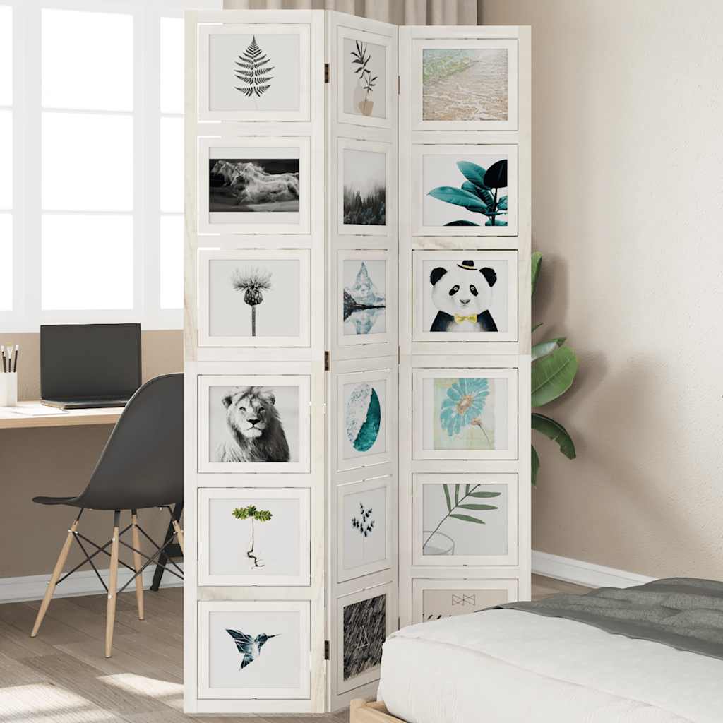 Paraván 3Dílný Bílý Masivní Dřevo Pavlovnie