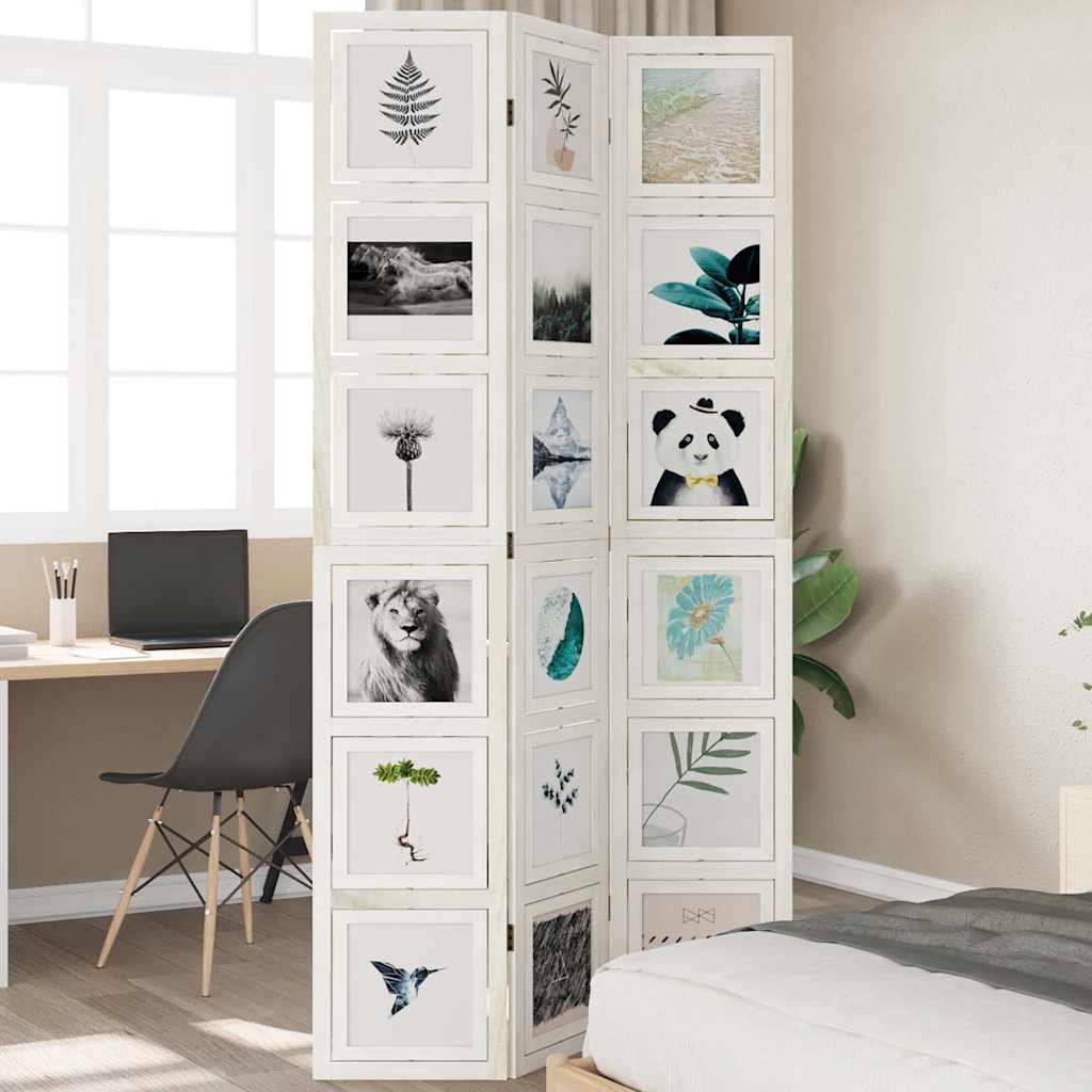 Paraván 3Dílný Bílý Masivní Dřevo Pavlovnie