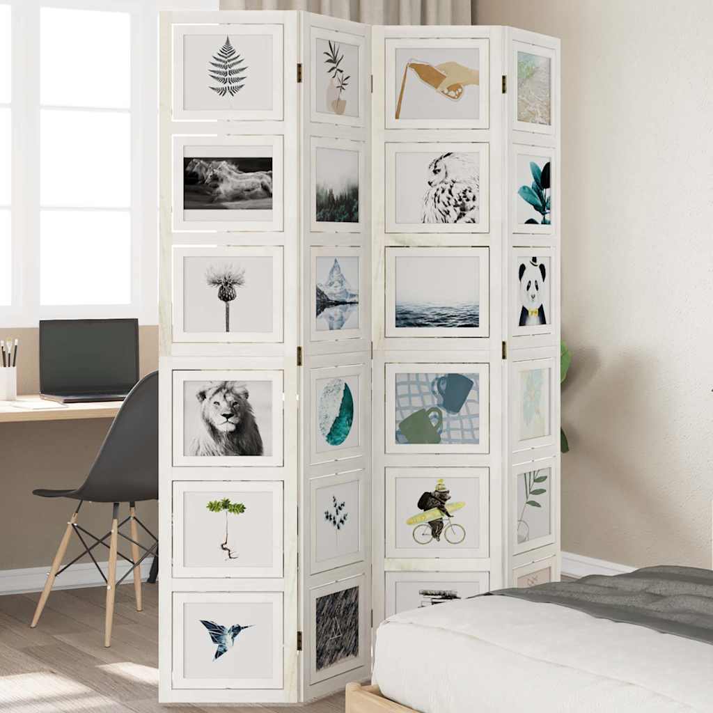 Paraván 3Dílný Bílý Masivní Dřevo Pavlovnie