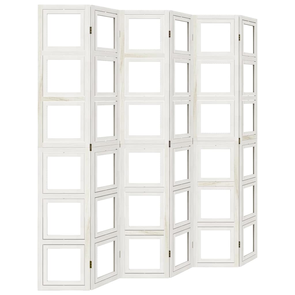 Paraván 6Dílný Bílý Masivní Dřevo Pavlovnie