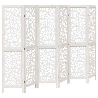 Paraván 6Dílný Bílý Masivní Dřevo Pavlovnie