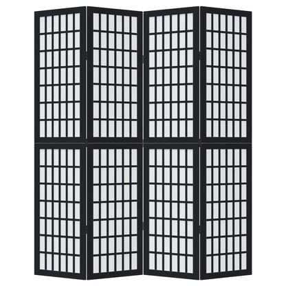 Paraván 4Dílný Černý Masivní Dřevo Pavlovnie