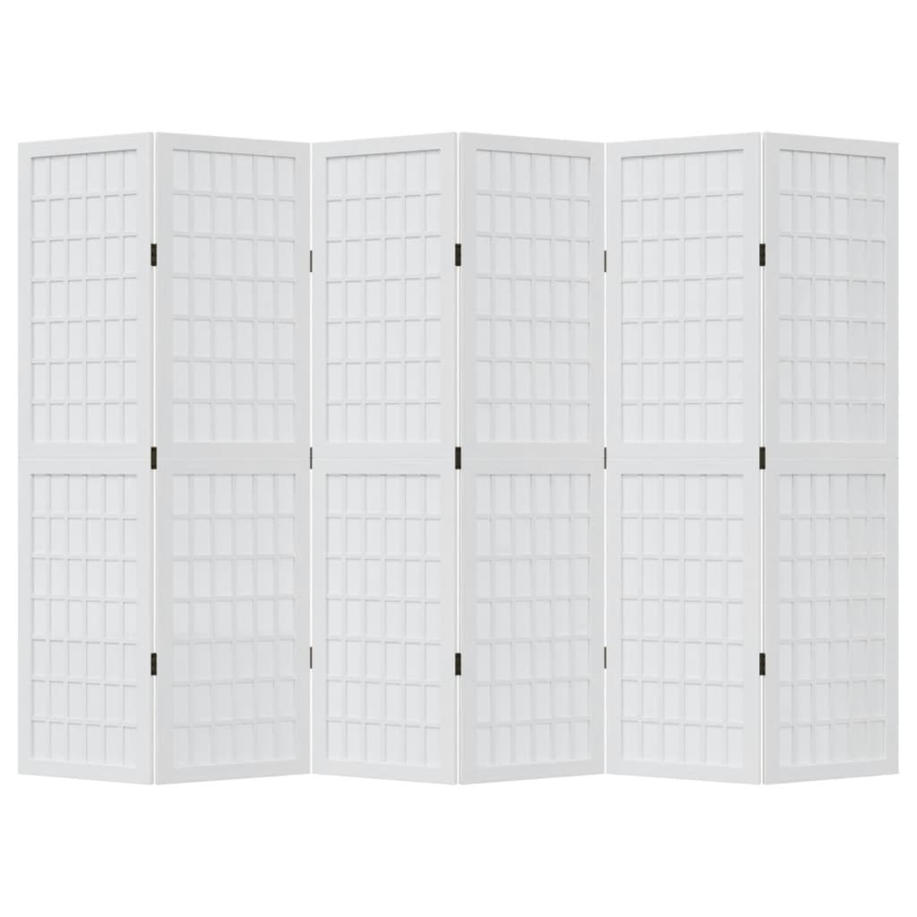 Paraván 6Dílný Bílý Masivní Dřevo Pavlovnie
