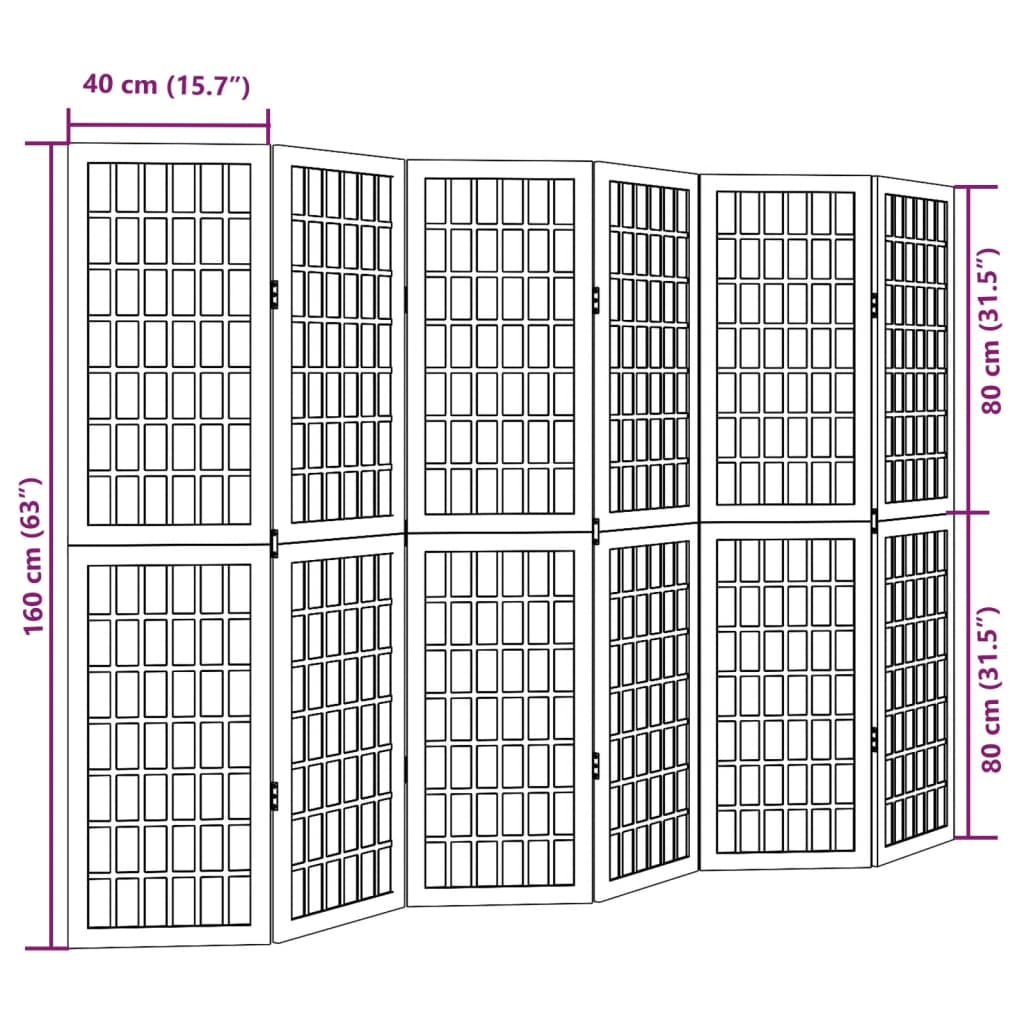 Paraván 6Dílný Bílý Masivní Dřevo Pavlovnie