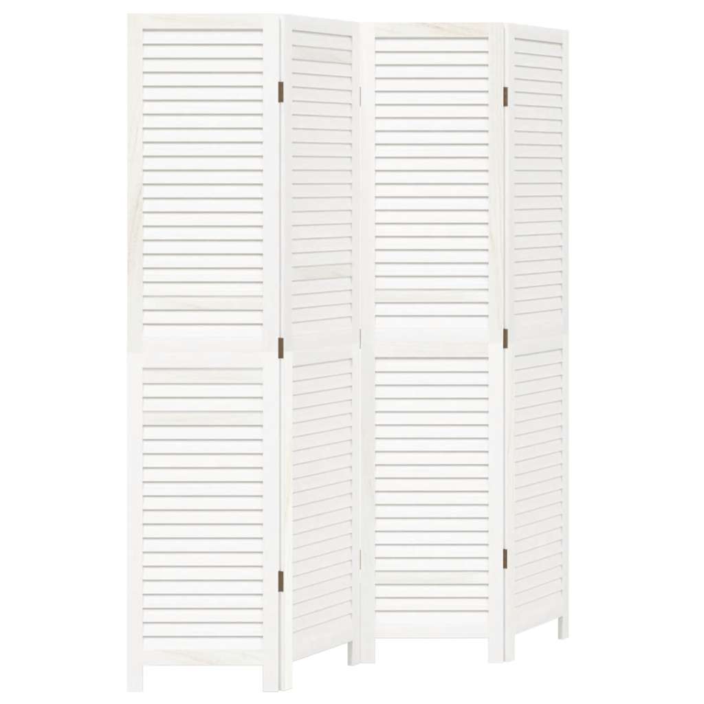 Paraván 4Dílný Bílý Masivní Dřevo Pavlovnie