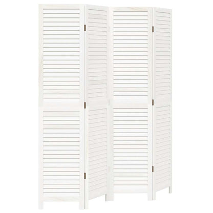 Paraván 4Dílný Bílý Masivní Dřevo Pavlovnie