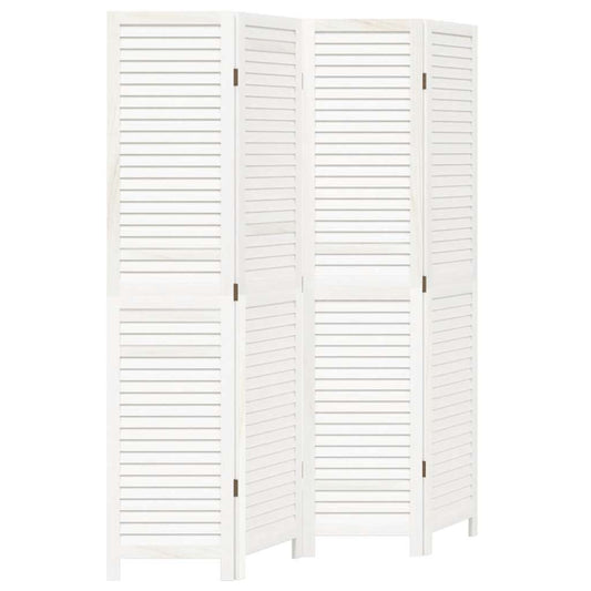 Paraván 4Dílný Bílý Masivní Dřevo Pavlovnie