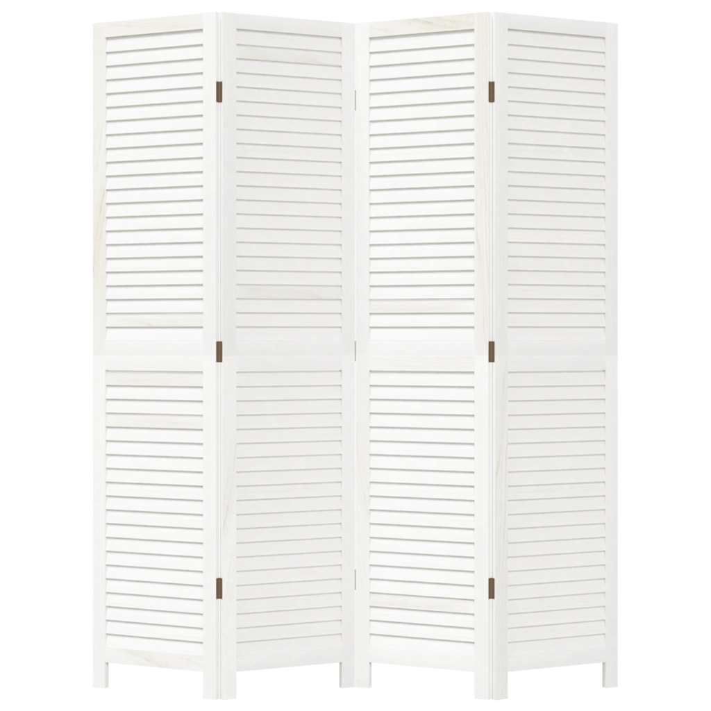 Paraván 4Dílný Bílý Masivní Dřevo Pavlovnie