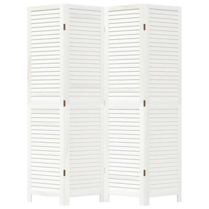 Paraván 4Dílný Bílý Masivní Dřevo Pavlovnie