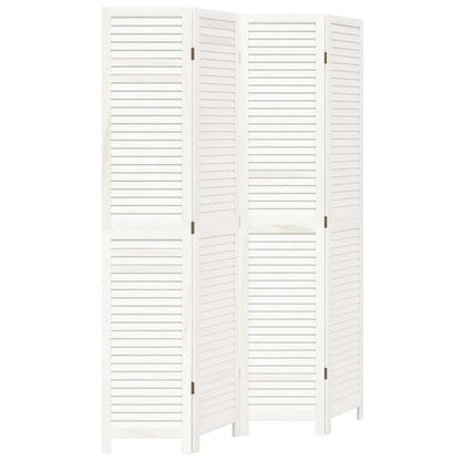 Paraván 4Dílný Bílý Masivní Dřevo Pavlovnie