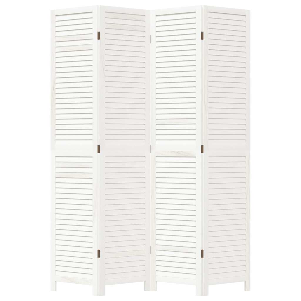 Paraván 4Dílný Bílý Masivní Dřevo Pavlovnie