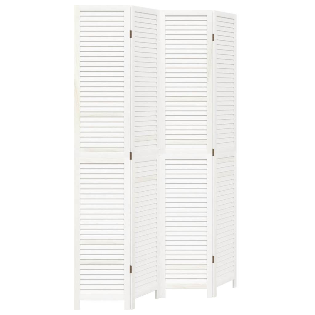 Paraván 4Dílný Bílý Masivní Dřevo Pavlovnie