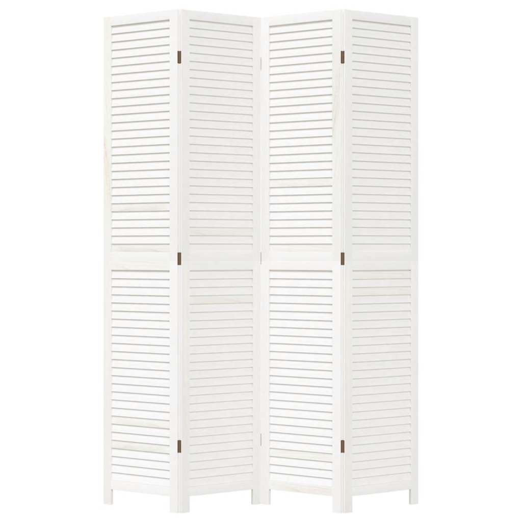 Paraván 4Dílný Bílý Masivní Dřevo Pavlovnie