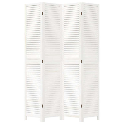 Paraván 4Dílný Bílý Masivní Dřevo Pavlovnie