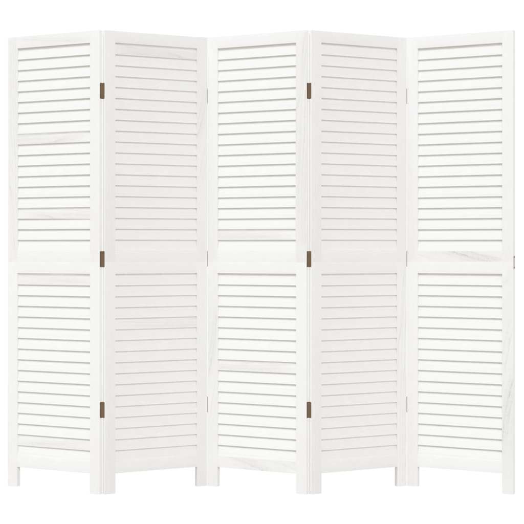 Paraván 5Dílný Bílý Masivní Dřevo Pavlovnie