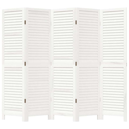 Paraván 5Dílný Bílý Masivní Dřevo Pavlovnie
