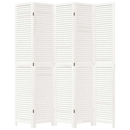 Paraván 5Dílný Bílý Masivní Dřevo Pavlovnie