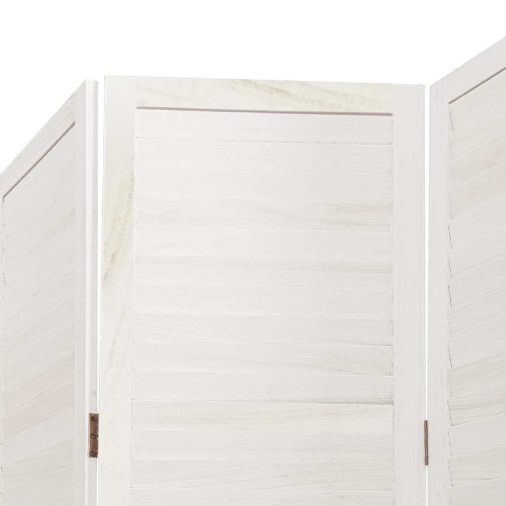 Paraván 5Dílný Bílý Masivní Dřevo Pavlovnie