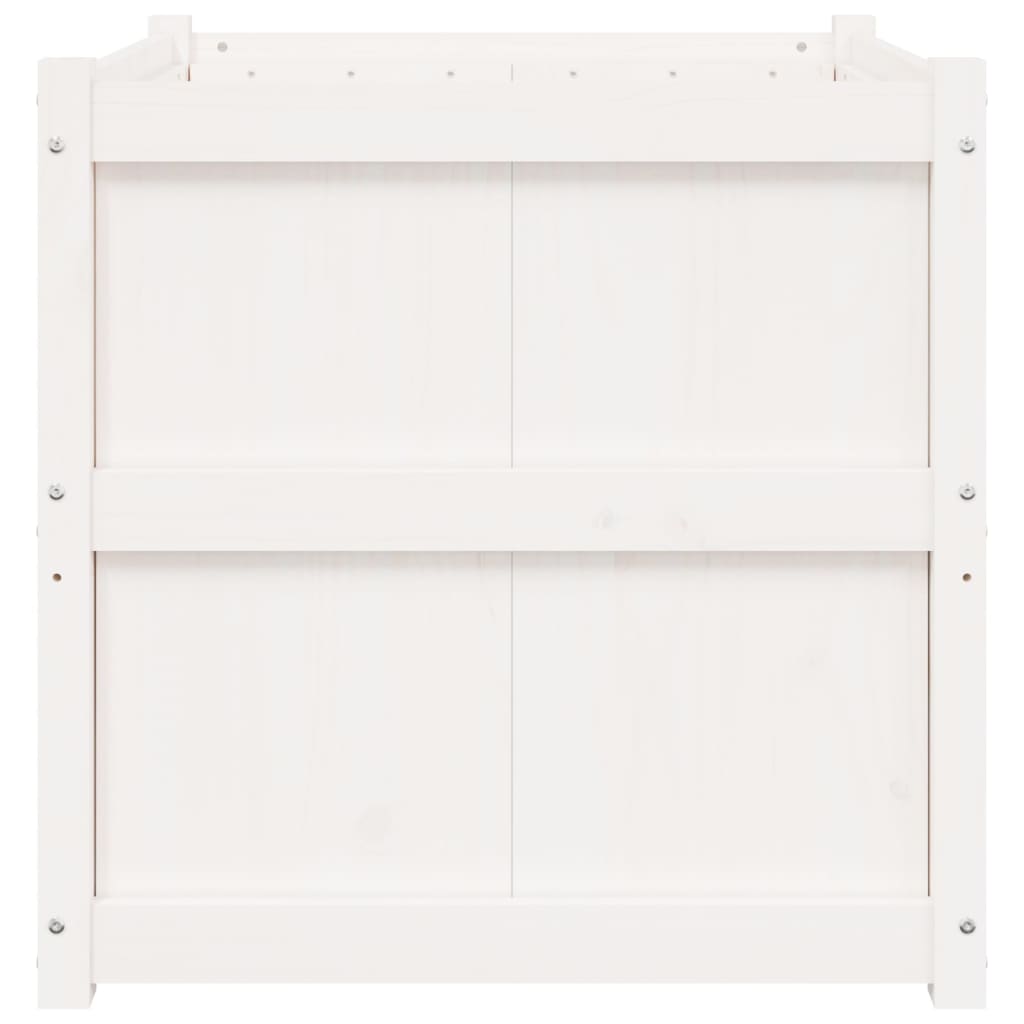 Zahradní Truhlík Bílý 70 X 70 X 70 Cm Masivní Borové Dřevo