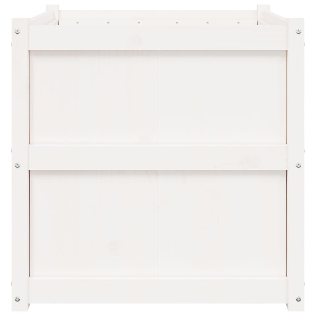 Zahradní Truhlík Bílý 70 X 70 X 70 Cm Masivní Borové Dřevo