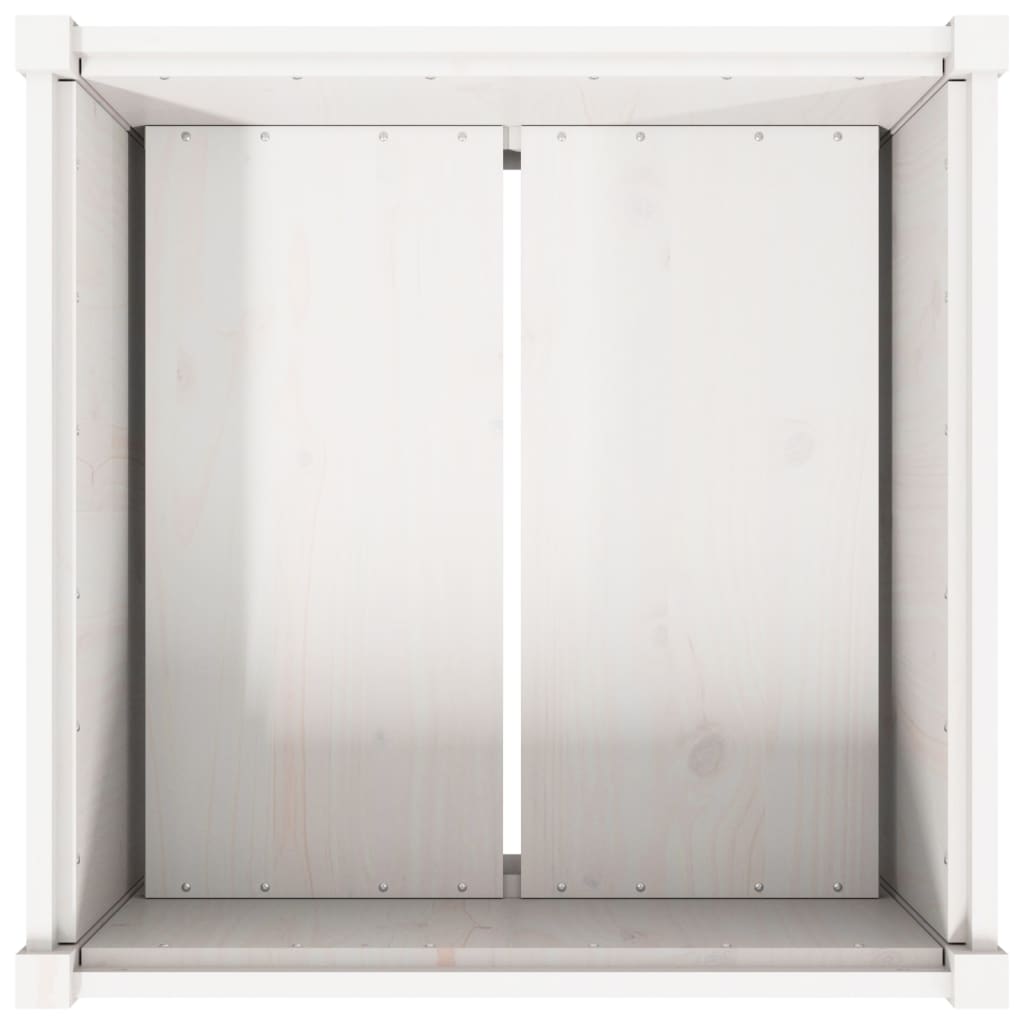 Zahradní Truhlík Bílý 70 X 70 X 70 Cm Masivní Borové Dřevo
