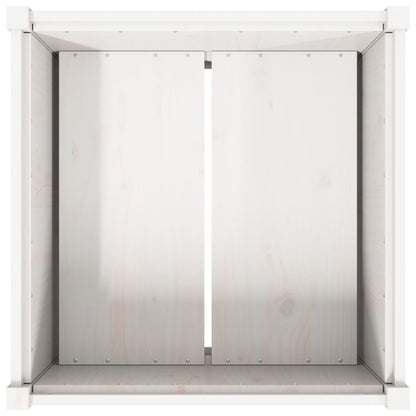 Zahradní Truhlík Bílý 70 X 70 X 70 Cm Masivní Borové Dřevo