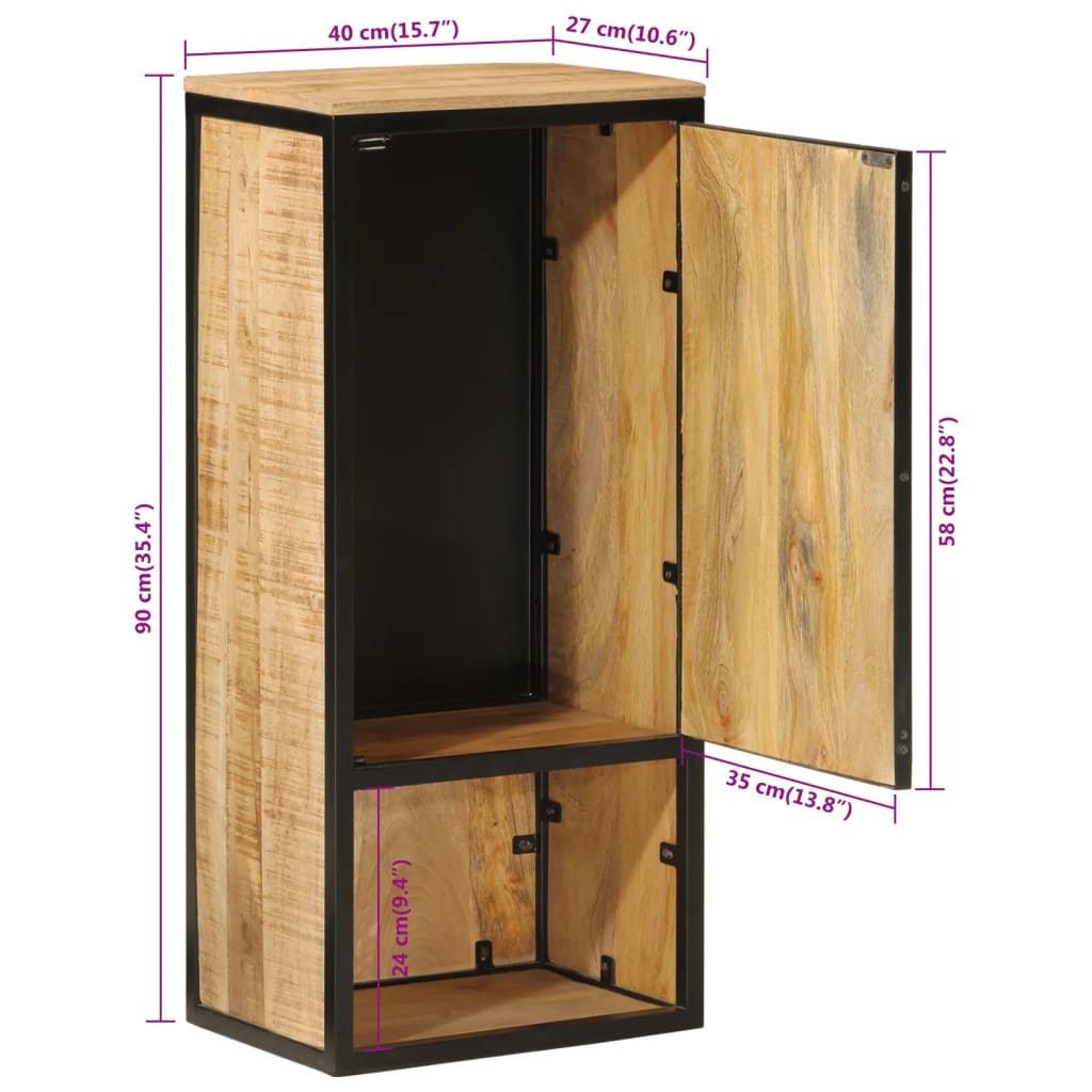 Koupelnová Skříňka 40X27X90 Cm Masivní Mangovník A Železo