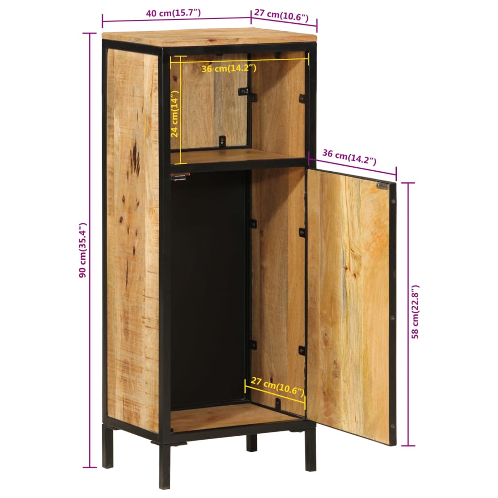 Koupelnová Skříňka 40X27X90 Cm Masivní Mangovník A Železo