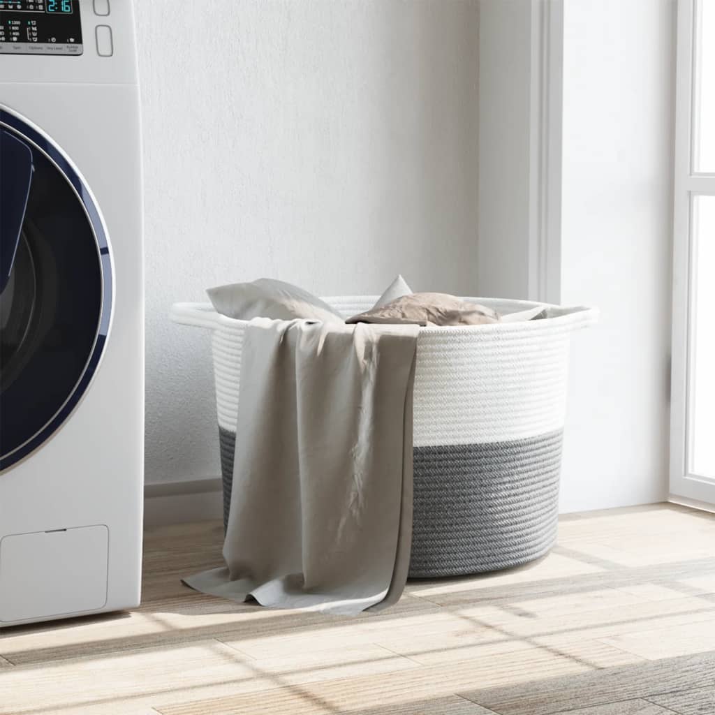 Koš Na Prádlo Šedý A Bílý Ø Bavlna