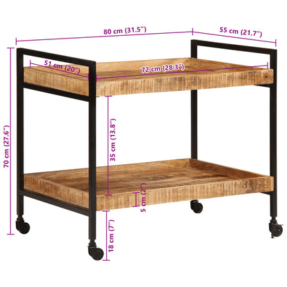 Kuchyňský Vozík 80X55X70 Cm Masivní Hrubé Mangovníkové Dřevo