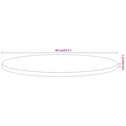 Stolní Deska Ø 80 X 3,8 Cm Kulatá Masivní Akáciové Dřevo