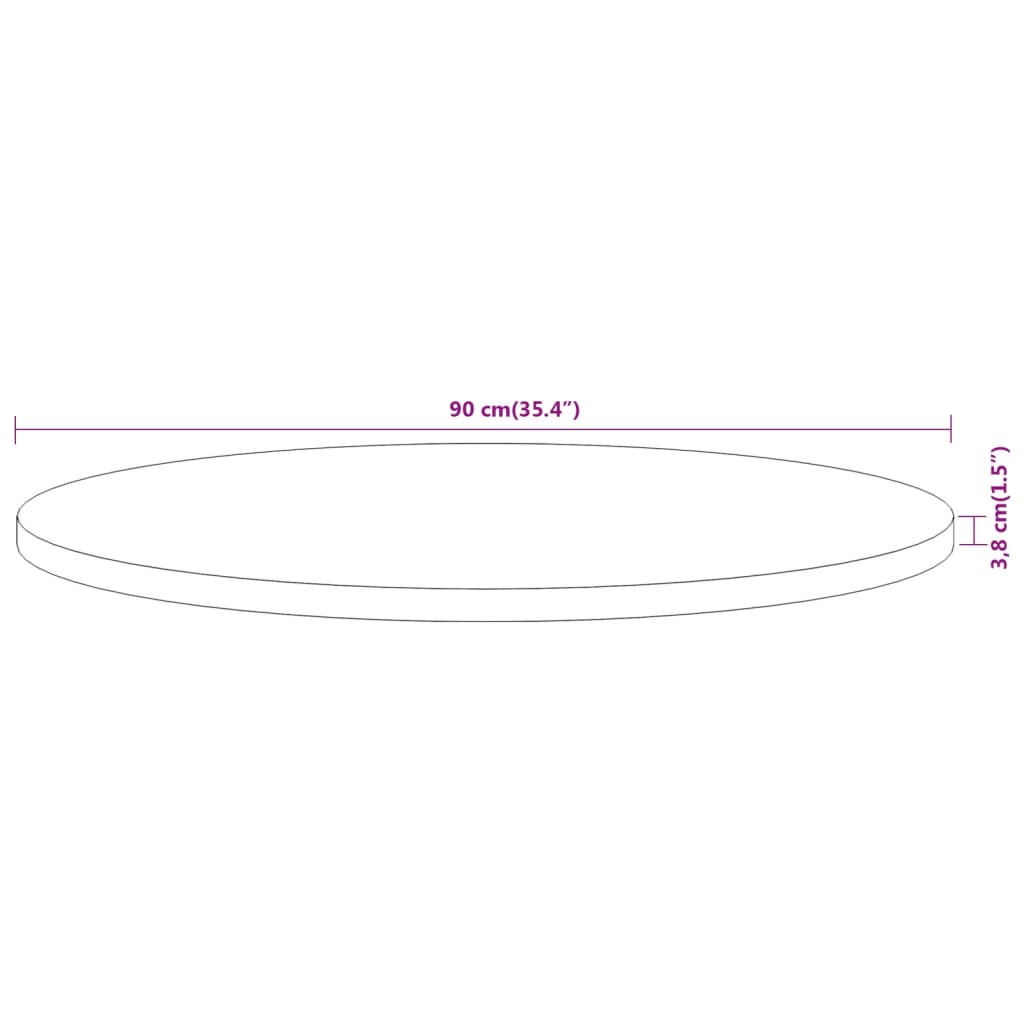 Stolní Deska Ø 90 X 3,8 Cm Kulatá Masivní Akáciové Dřevo