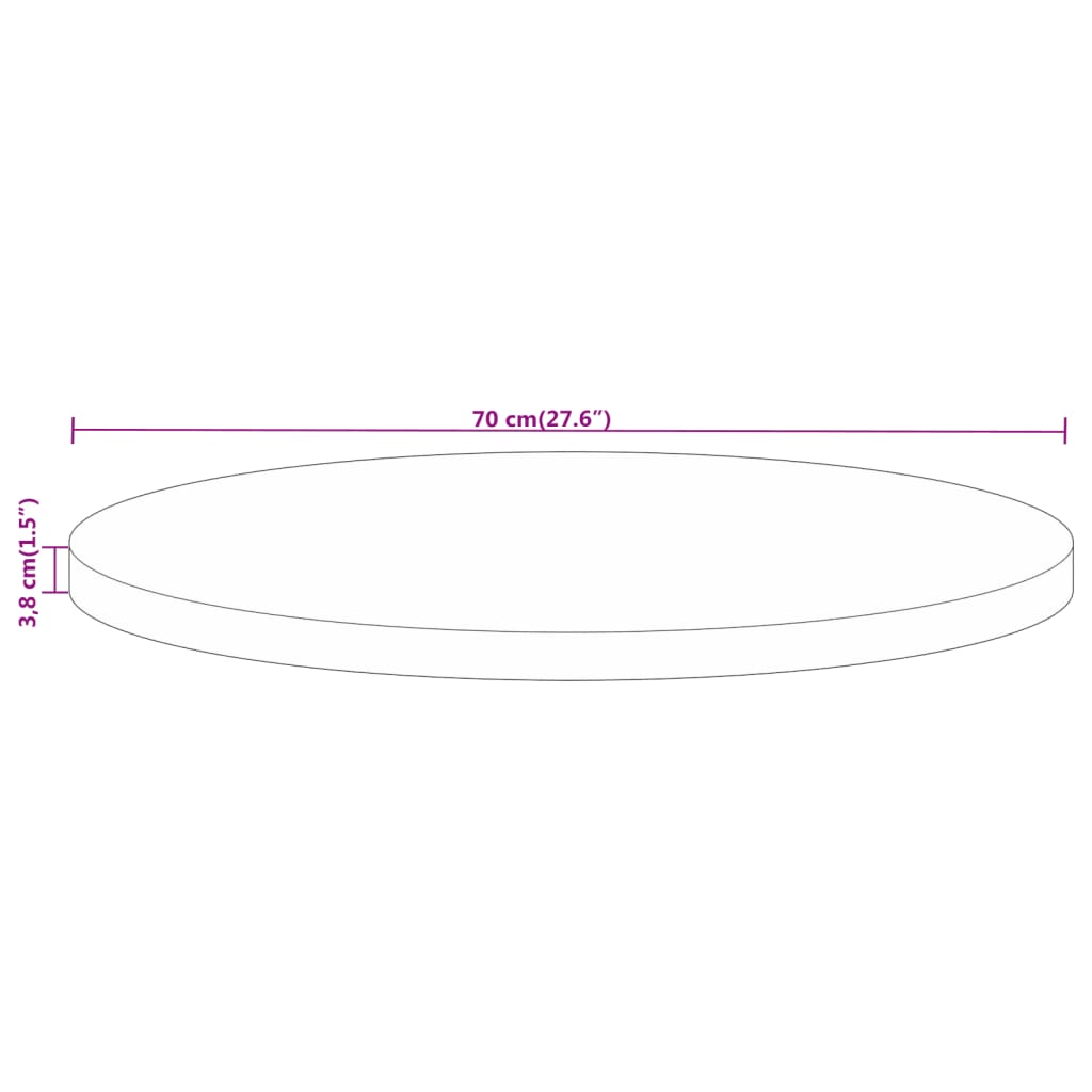 Stolní Deska Ø 70 X 3,8 Cm Kulatá Masivní Mangovníkové Dřevo