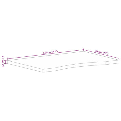 Stolní Deska S Výřezem 120X50X2,5 Cm Masivní Hrubý Mangovník