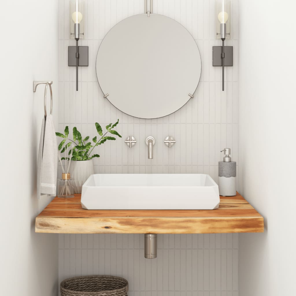Stolní Deska 120X40X3,8 Cm Obdélník Masivní Akácie Živá Hrana Přírodní