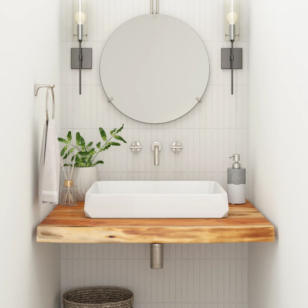Stolní Deska 120X40X3,8 Cm Obdélník Masivní Akácie Živá Hrana Přírodní