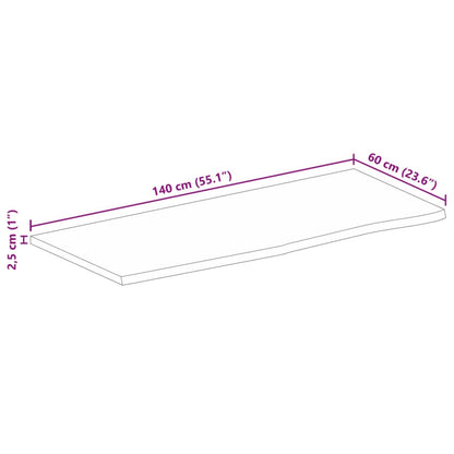 Stolní Deska 140X60X2,5 Cm Živá Hrana Hrubé Mangovníkové Dřevo