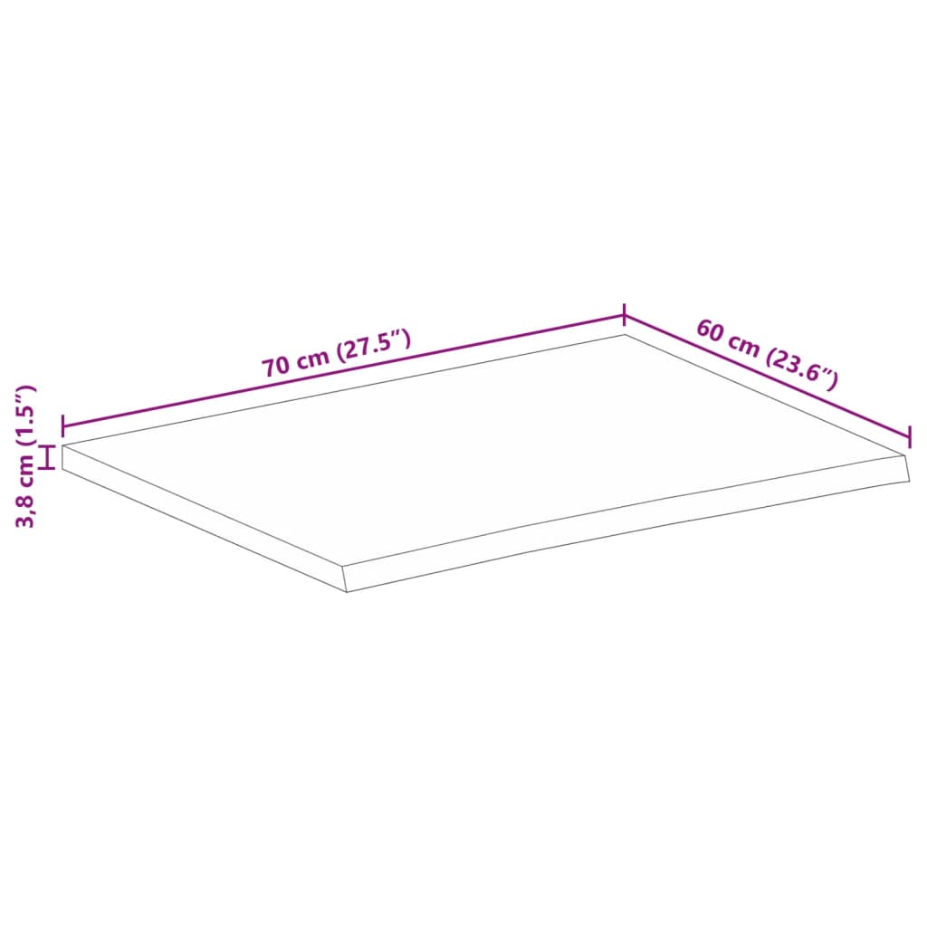 Stolní Deska 70X60X3,8 Cm Živá Hrana Hrubé Mangovníkové Dřevo