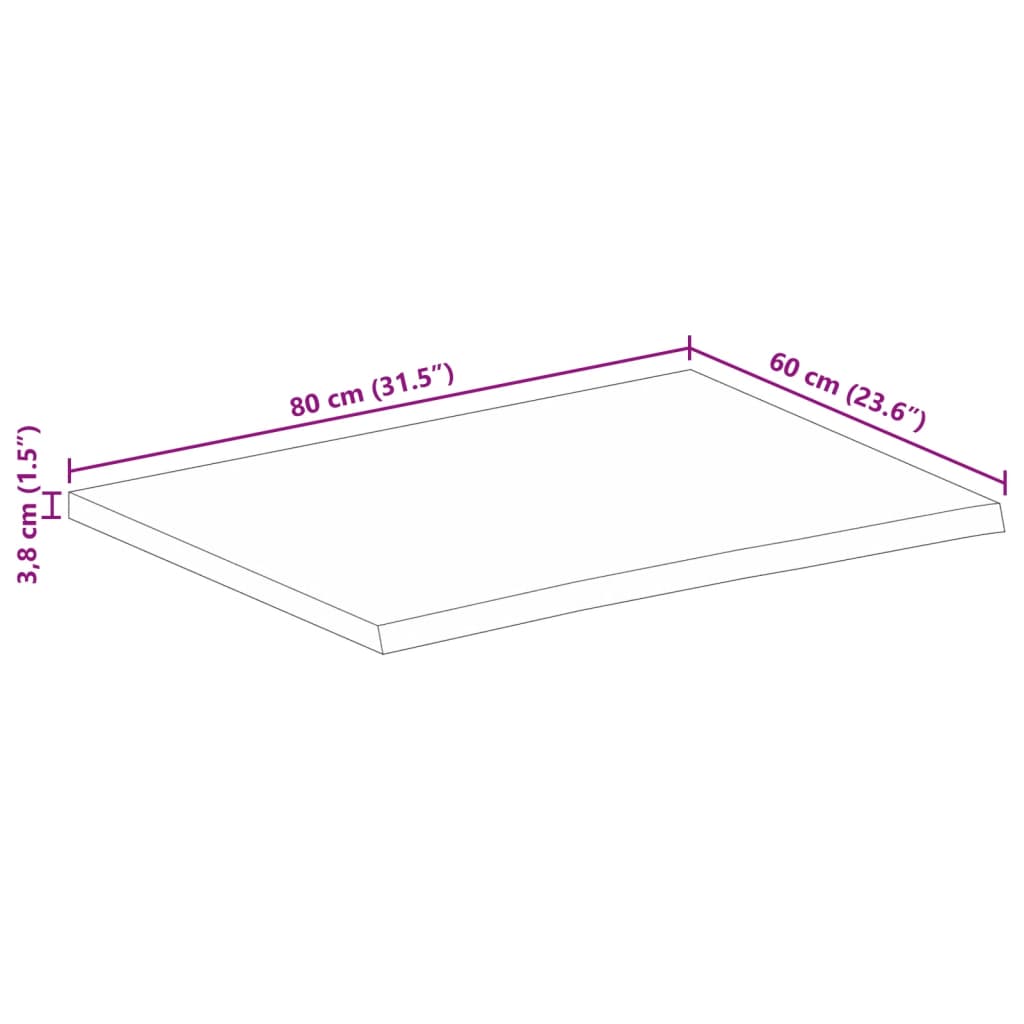 Stolní Deska 80X60X3,8 Cm Živá Hrana Hrubé Mangovníkové Dřevo