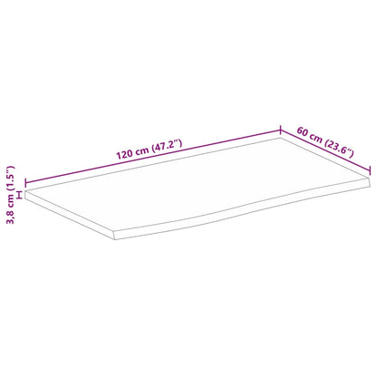 Stolní Deska 120X60X3,8 Cm Živá Hrana Hrubé Mangovníkové Dřevo