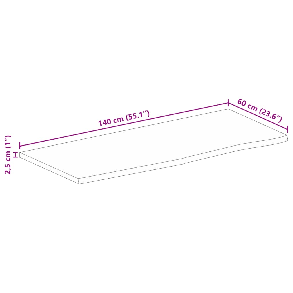 Stolní Deska Živá Hrana 140 X 60 X 2,5 Cm Masivní Mangovník