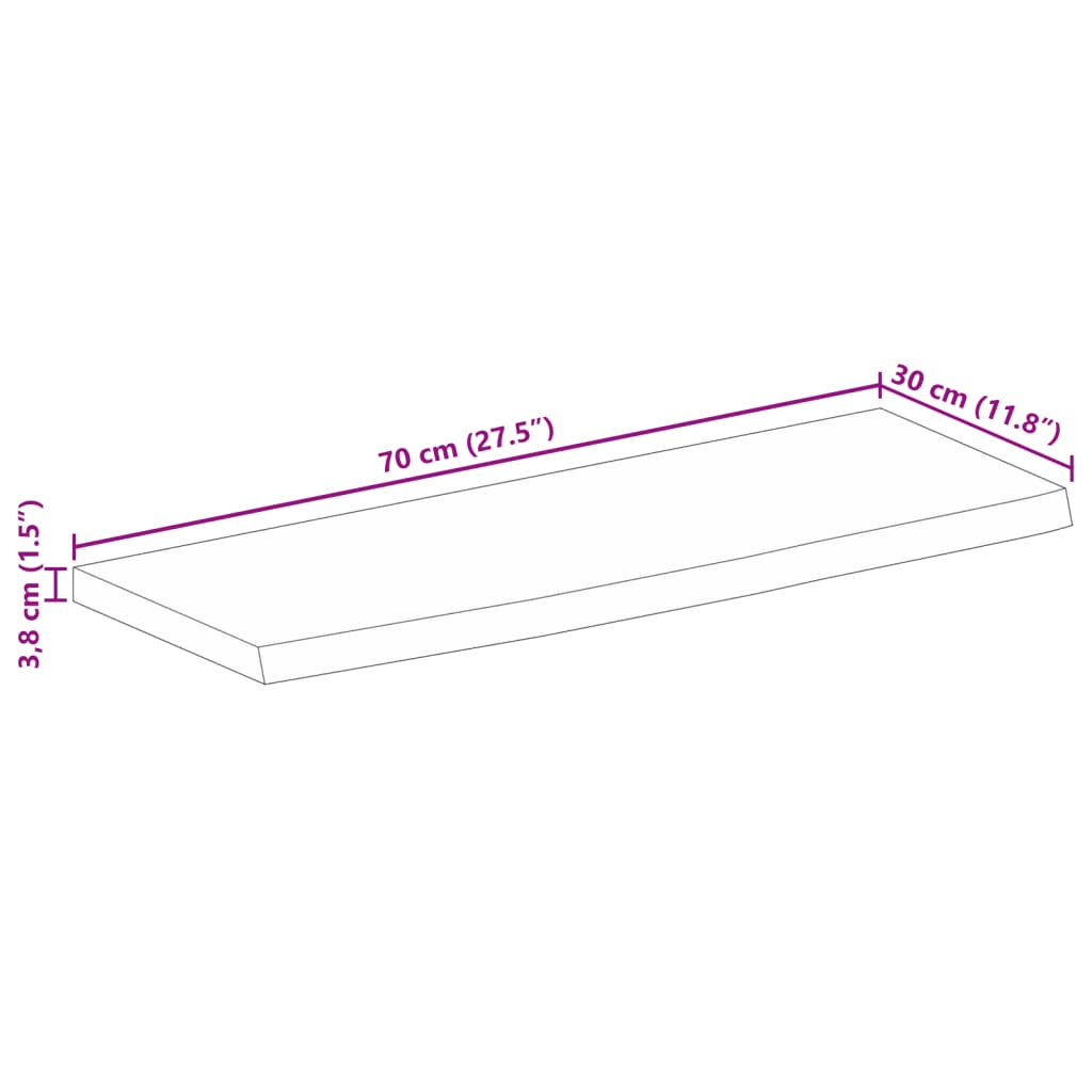 Stolní Deska Živá Hrana 70 X 30 X 3,8 Cm Masivní Mangovník Dubový Povrch