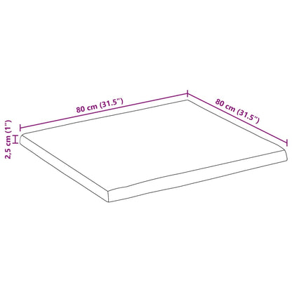 Stolní Deska 80X80X2,5 Cm Čtvercová Masivní Akácie Živá Hrana