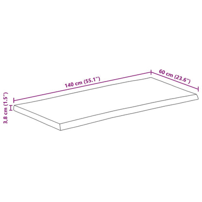 Stolní Deska 140X60X3,8Cm Obdélníková Masivní Akácie Živá Hrana