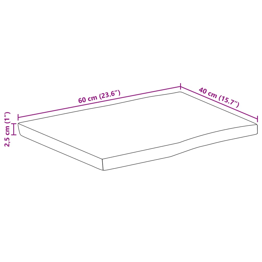 Stolní Deska Živá Hrana 60X40X2,5 Cm Masivní Hrubý Mangovník