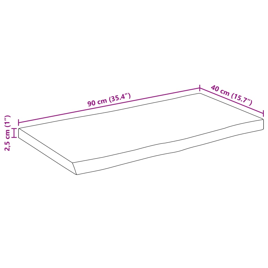 Stolní Deska Živá Hrana 90X40X2,5 Cm Masivní Hrubý Mangovník