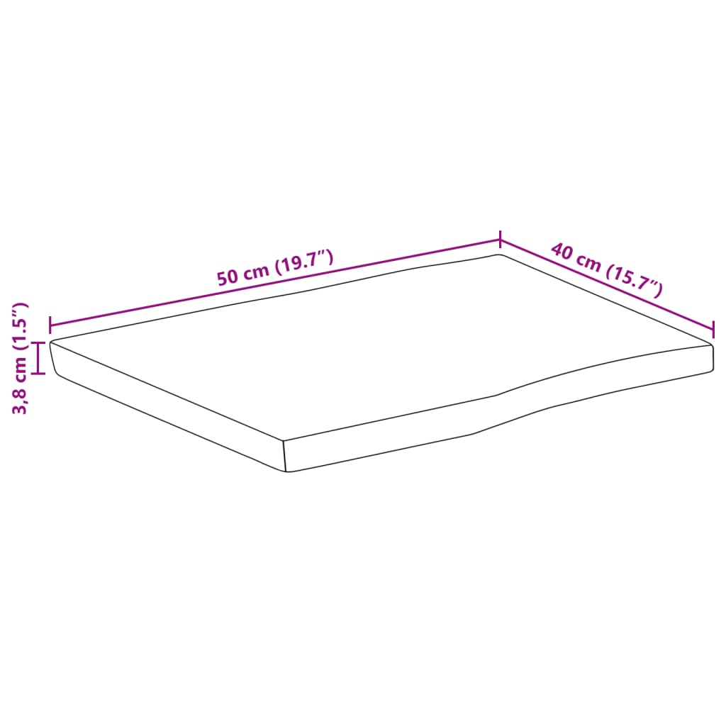 Stolní Deska Živá Hrana 50X40X3,8 Cm Masivní Hrubý Mangovník Hrubé Mangovníkové Dřevo (Přírodní)