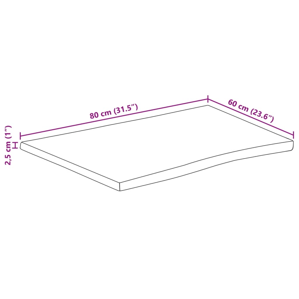 Stolní Deska 80 X 60 X 2,5 Cm Živá Hrana Mangovníkové Dřevo Mangovníkové Dřevo (Dubová Povrchová Úprava)