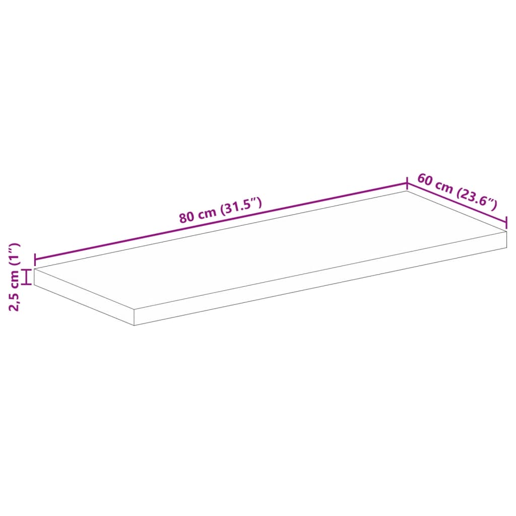 Stolní Deska 80X60X2,5 Cm Obdélníková Masivní Akáciové Dřevo