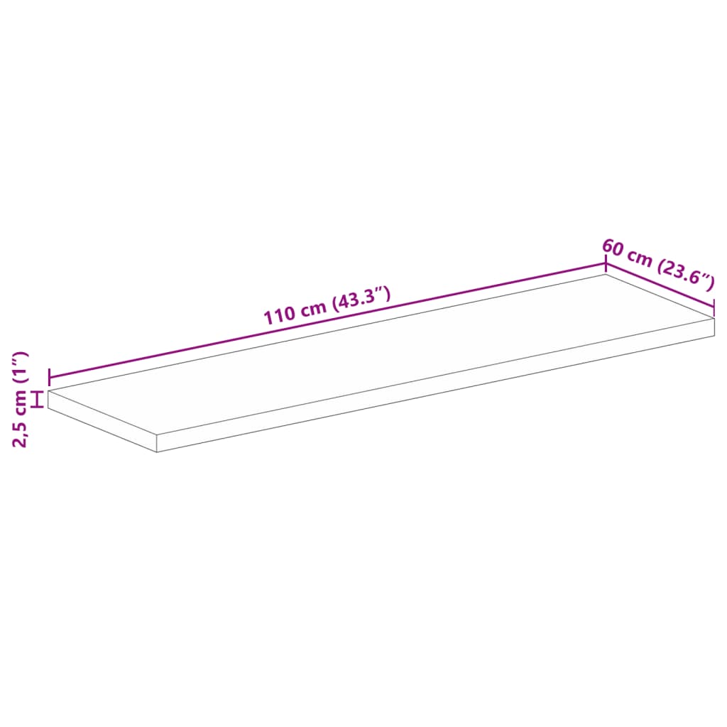 Stolní Deska 110X60X2,5 Cm Obdélníková Masivní Akáciové Dřevo